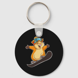 Porte-clés Joli Hamster De Snowboard Avec Lunettes