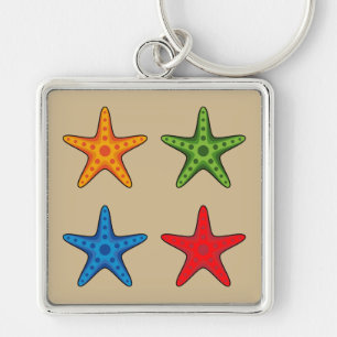 Porte-clés Joli jeu de caricature coloré Starfish
