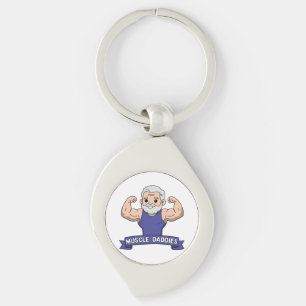 Porte-clés Joli Kawaii Papa Musclé Barbu et Bodybuilder