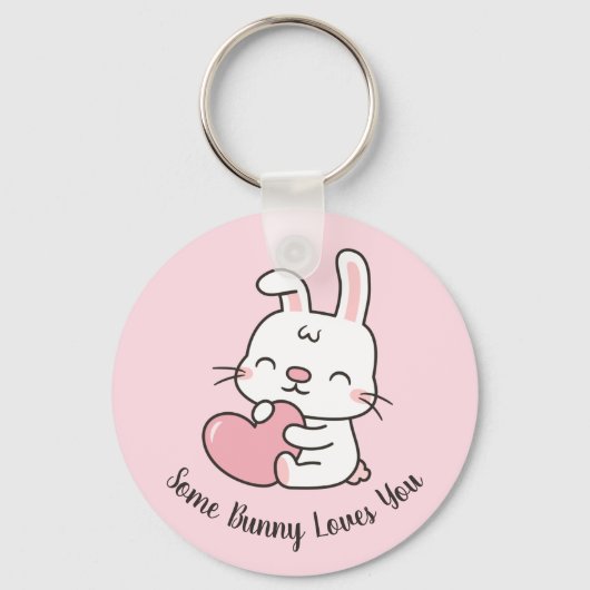 Porte-clés Joli Lapin, Amusant Un Peu De Lapin Vous Aime Joue (Recto)