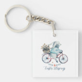 Porte-clés Joli lapin de Pâques à vélo (Devant)