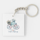 Porte-clés Joli lapin de Pâques à vélo (Dos)