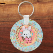 Porte-clés Joli lapin de Pâques assis dans le panier (Recto)