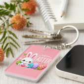 Porte-clés Joli lapin de Pâques rose (Devant droit)
