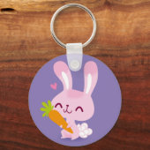 Porte-clés Joli lapin lapin brun tenant une carotte (Recto)