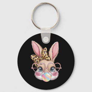 Porte-clés Joli lapin Lapin Face Leopard Bow Girls Happy Eas