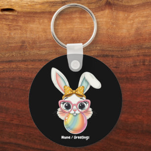 Porte-clés Joli lapin lapin soufflant de la bulle gomme de Pâ