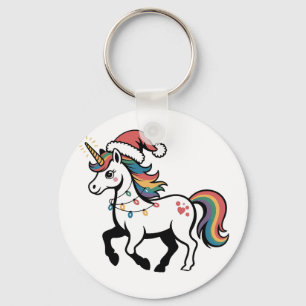Porte-clés Joli licorne cerf renne lumières de Noël drôle