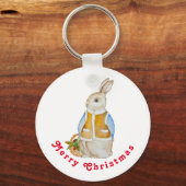 Porte-clés Joli lièvre de Noël avec panier avec son d'épinett (Recto)