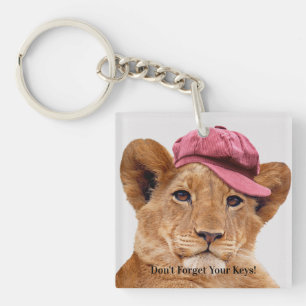 Porte-clés Joli Lionceau Portant un Chapeau Personnaliser