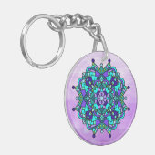 Porte-clés Joli Mandala violet et bleu (Devant gauche)