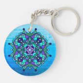Porte-clés Joli Mandala violet et bleu (Dos)