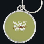 Porte-clés Joli minimaliste et élégant cadeau script Monogram<br><div class="desc">Un design simple et élégant avec nom de famille.</div>