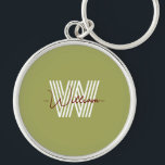 Porte-clés Joli minimaliste et élégant cadeau script Monogram<br><div class="desc">Un design simple et élégant avec nom de famille.</div>