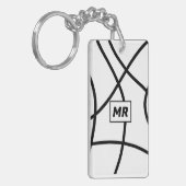 Porte-clés joli monogramme abstrait initiale noire (Devant gauche)