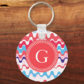 Porte-clés Joli monogramme motif rose rouge abstrait (Recto)