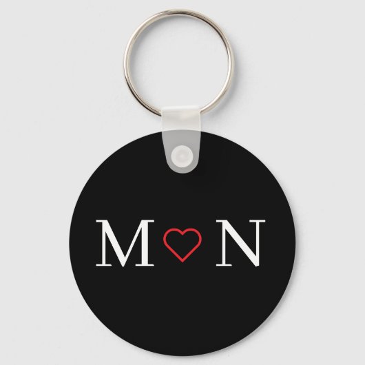 Porte-clés Joli monogramme noir et blanc (Recto)
