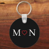 Porte-clés Joli monogramme noir et blanc (Recto)