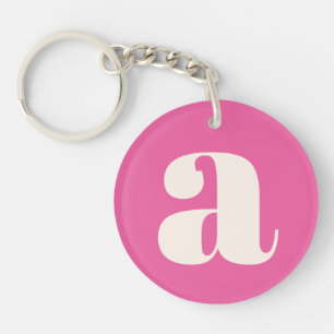 Porte-clés Joli monogramme personnalisé rose chaud lettrage r