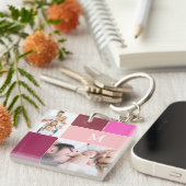 Porte-clés Joli monogramme photo collage porte - clé rose (Devant Droit)