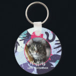 Porte-clés Joli motif de chat tropical, cadeau photo de anima<br><div class="desc">Customisez et personnalisez ce joli porte - clé pour créer un cadeau extraordinaire et réfléchi pour une maman de chat,  papa de chatte,  meilleur ami propriétaire de animal.</div>