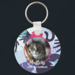 Porte-clés Joli motif de chat tropical, cadeau photo de anima<br><div class="desc">Customisez et personnalisez ce joli porte - clé pour créer un cadeau extraordinaire et réfléchi pour une maman de chat,  papa de chatte,  meilleur ami propriétaire de animal.</div>