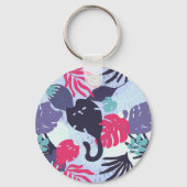 Porte-clés Joli motif de chat tropical, cadeau photo de anima (Verso)