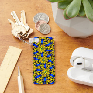 Porte-clés Joli Motif de fleurs dorées