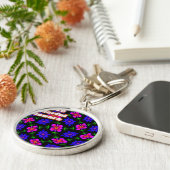 Porte-clés Joli Motif de fleurs roses (Côté)