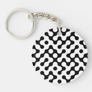 Porte-clés Joli motif de labyrinthe noir et blanc