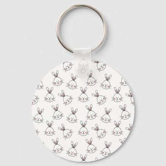 Porte-clés Joli Motif lapin blanc de Pâques (Recto)