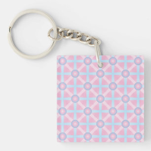 Porte-clés Joli motif rose, violet et bleu clair