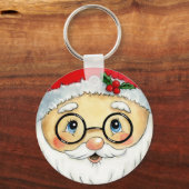 Porte-clés Joli Noël Aquarelle Père Noël Face (Recto)