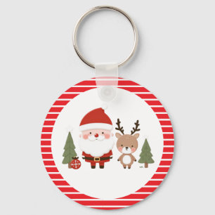 Porte-clés Joli Noël Père Noël & Reindeer