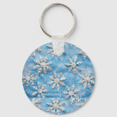 Porte-clés Joli Noël Personnalisé Flocon de neige bleu (Verso)