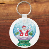 Porte-clés Joli Noël Snowglobe Père Noël, Étoile, Oiseau (Verso)