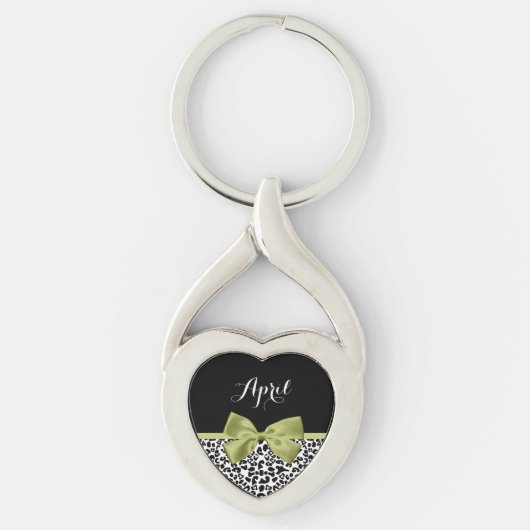 Porte-clés Joli nœud papillon vert printemps avec impression  (Devant)