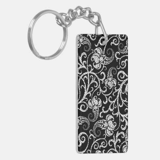 Porte-clés Joli noir dalmate fleurs arrière - plan design lum (Devant gauche)