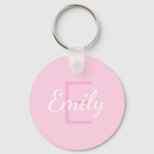Porte-clés Joli nom de fille brodé Rose et blanc
