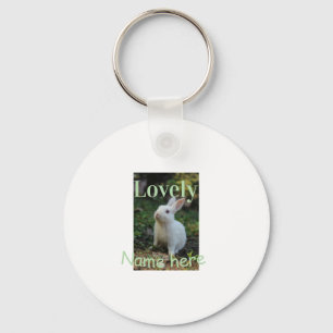 Porte-clés Joli nom de photo de lapin de compagnie vert paste