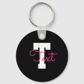 Porte-clés Joli nom et monogramme | Noir blanc et rose (Recto)