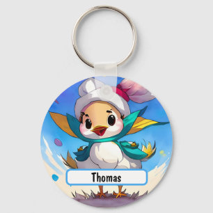 Porte-clés Joli Oiseau Avec Porte - clé Nametag Personnalisab
