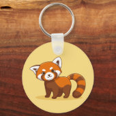 Porte-clés Joli panda roux sur fond jaune (Recto)