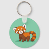 Porte-clés Joli panda roux sur fond vert (Recto)