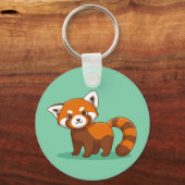 Porte-clés Joli panda roux sur fond vert (Recto)