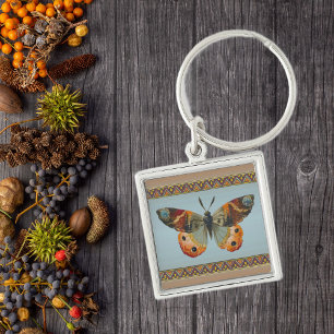 Porte-clés Joli papillon Monarque Bordure Abstraite