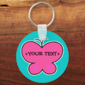 Porte-clés joli papillon rose, <YOUR TEXT> (Recto)