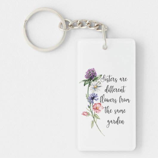 Porte-clés Joli Pastel Fleurs sauvages "Les soeurs sont. . ." (Devant)