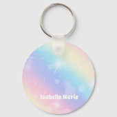 Porte-clés Joli Pastel Rainbow Sparkle Girly Personnalisé (Verso)