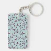 Porte-clés Joli pastel turquoise motif floral monogramme (Dos)